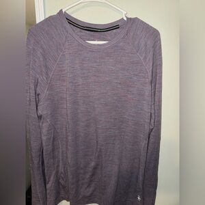 Smartwool Heathered Purple Merino Wool Long Sleeve Base Layer Shirt.